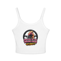 Spaghetti Tank Top — "Drippin' On The Wrong Knob, Get Nasty!" Graphic Cropped Tank - Lifted Grounds Coffee co