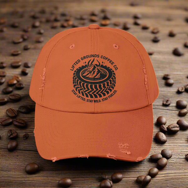 Distressed Cap - Stay Wild Stay Fueled with Lifted Grounds Coffee Co Design