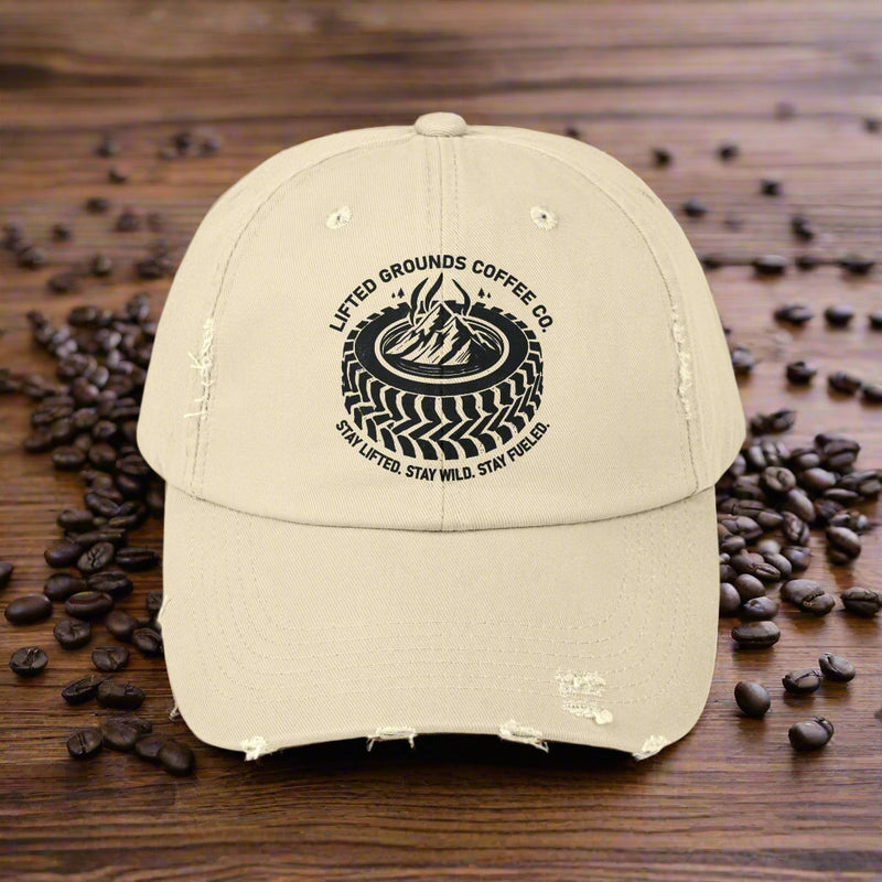 Distressed Cap - Stay Wild Stay Fueled with Lifted Grounds Coffee Co Design - Lifted Grounds Coffee co